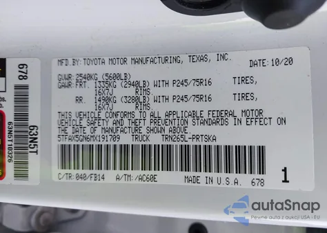 2021 Toyota Tacoma Sr from USA, damaged, VIN 5TFAX5GN6MX191709